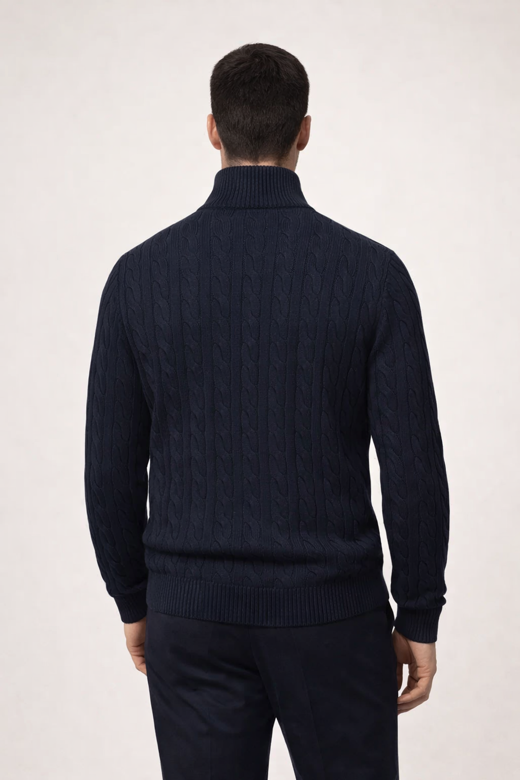 Classic Cable Quarter Zip Navy