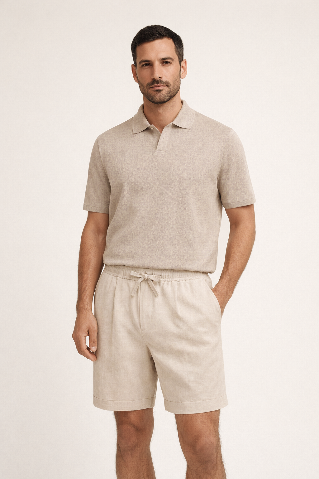 Beige Linen Bayside Shorts
