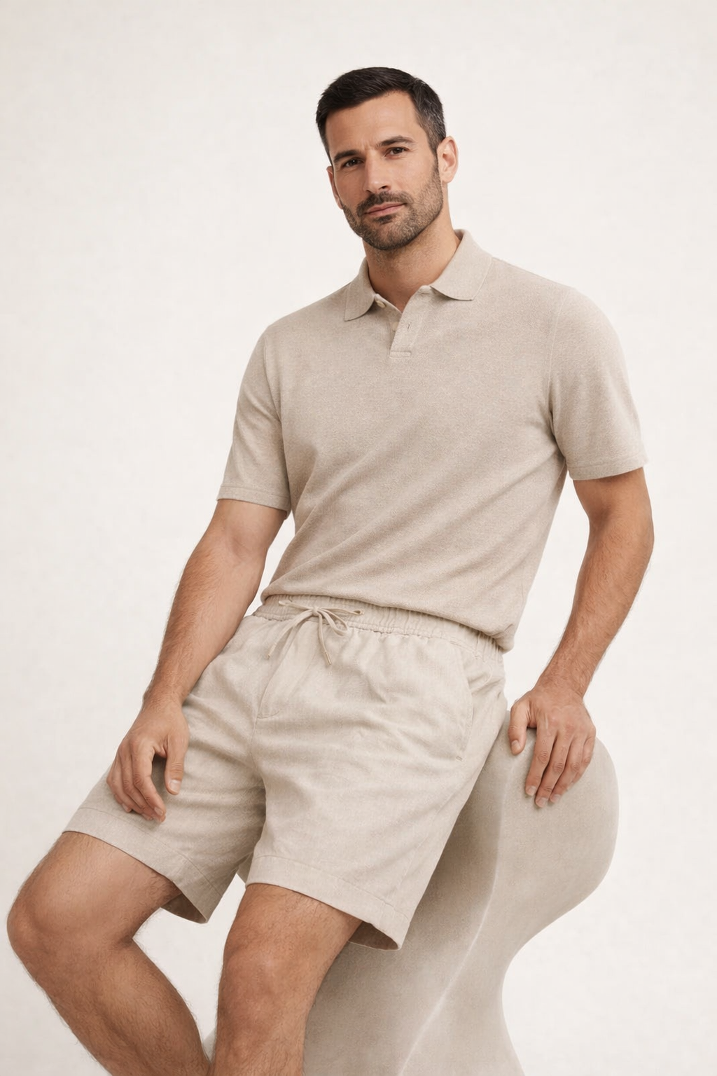 Beige Linen Bayside Shorts