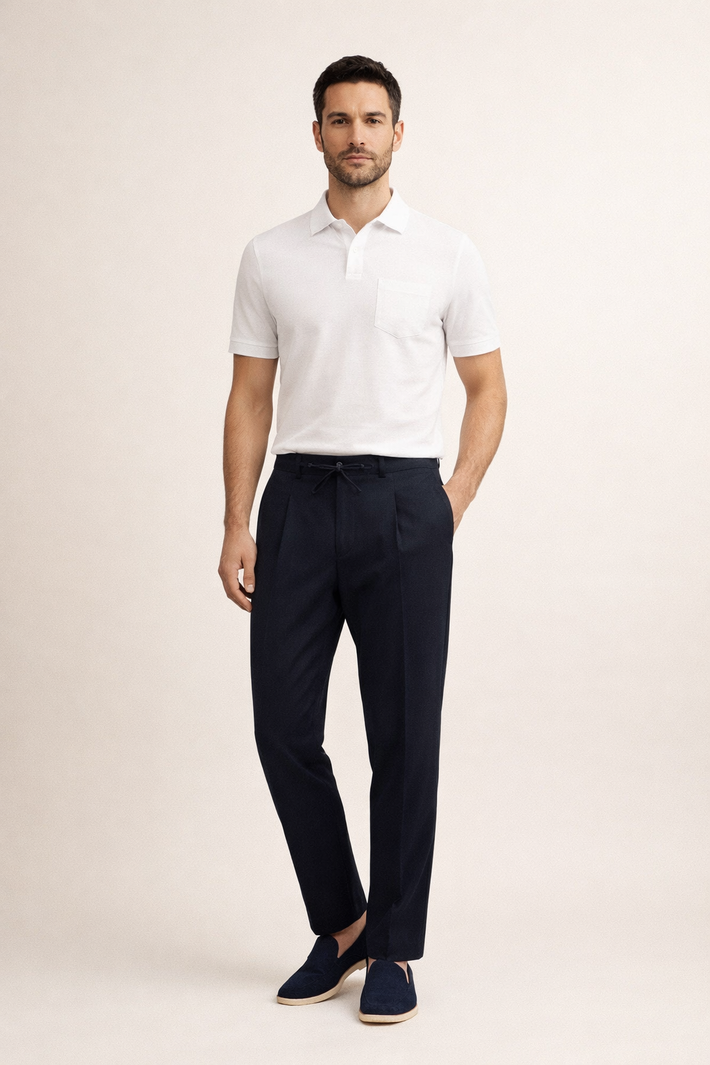 Linen Bayside Trousers Navy