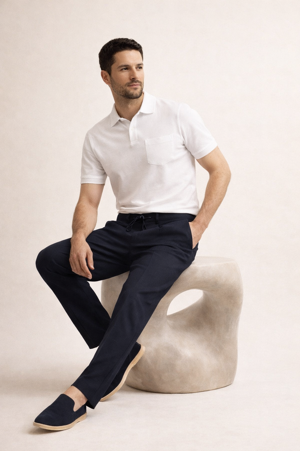 Linen Bayside Trousers Navy
