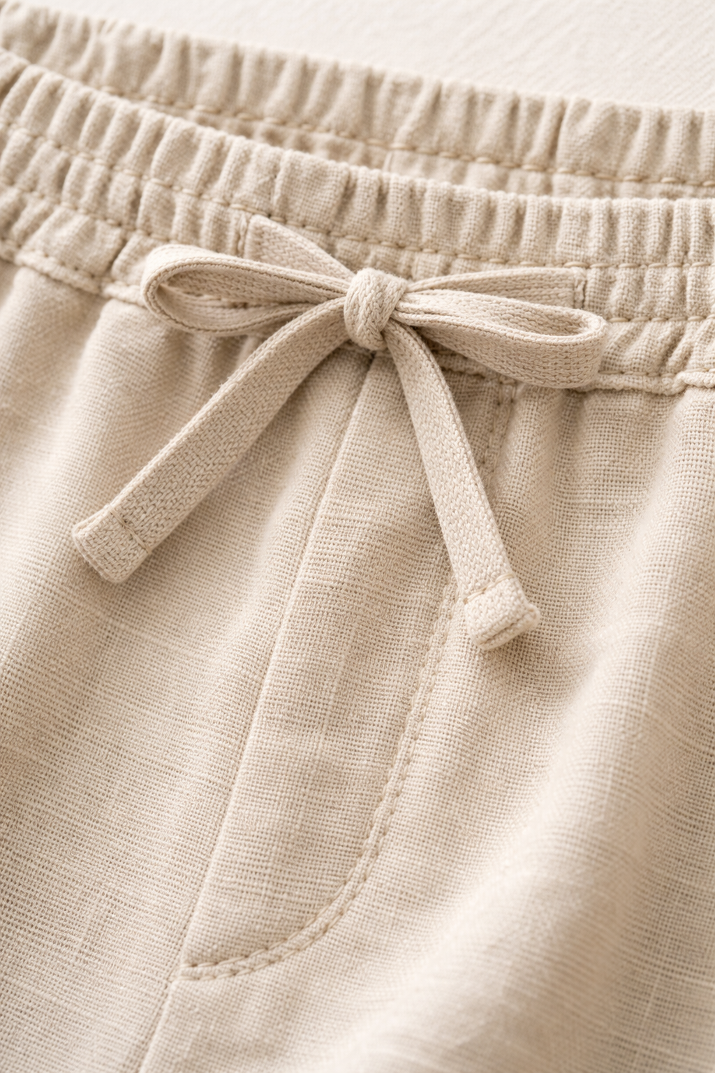 Beige Linen Bayside Shorts