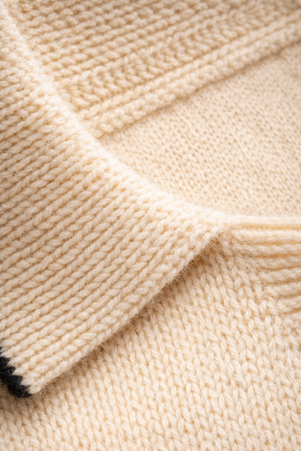 Fine Striped Knit Polo Beige
