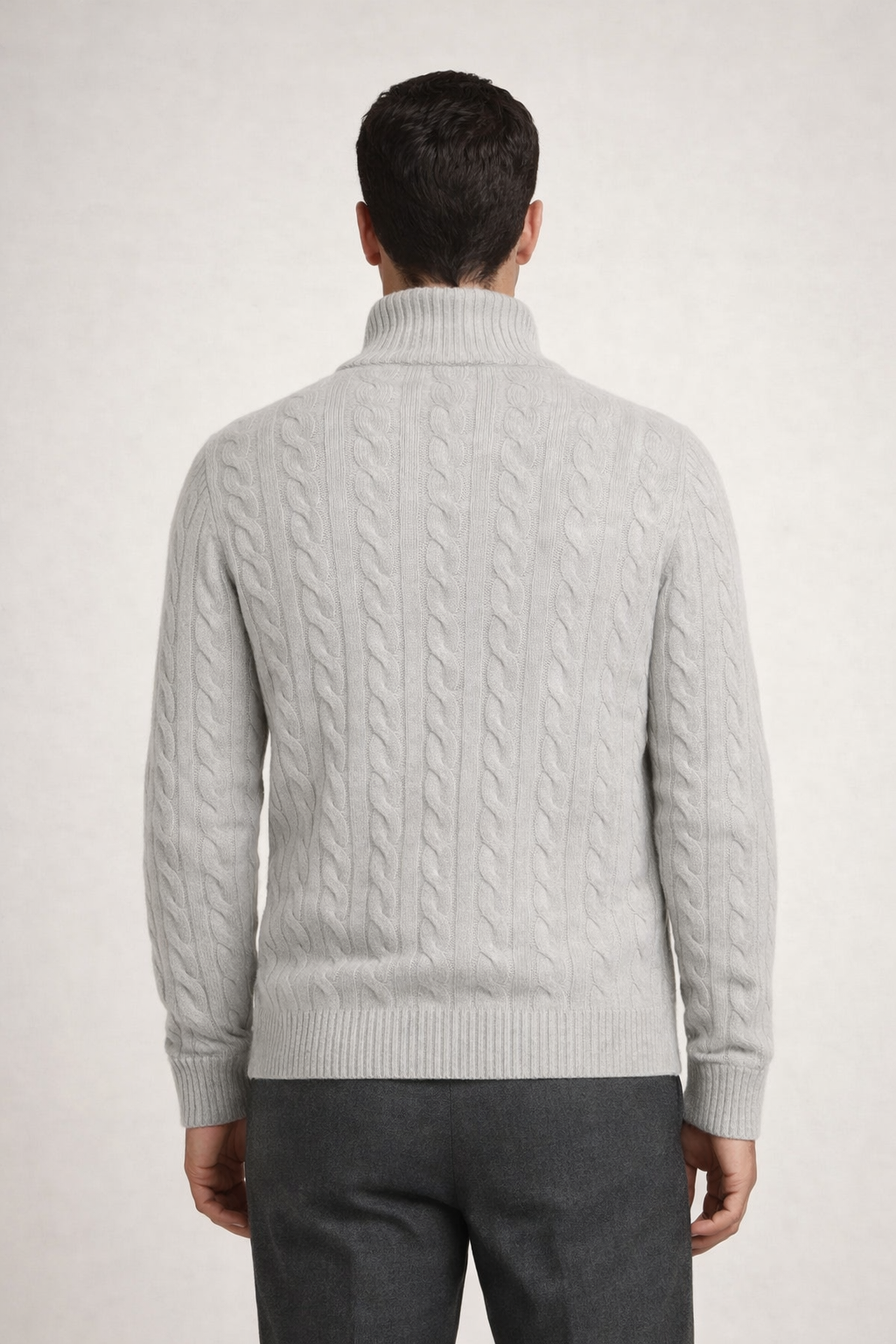 Classic Cable Quarter Zip Grey