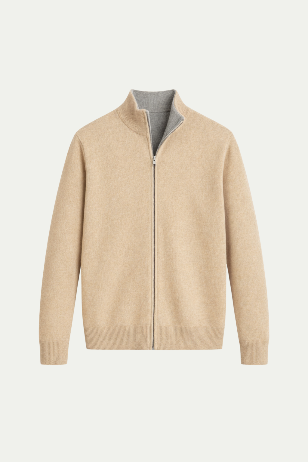 Reversible Zip Knit Beige & Grey