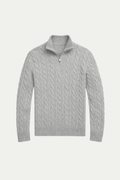 Classic Cable Quarter Zip Grey