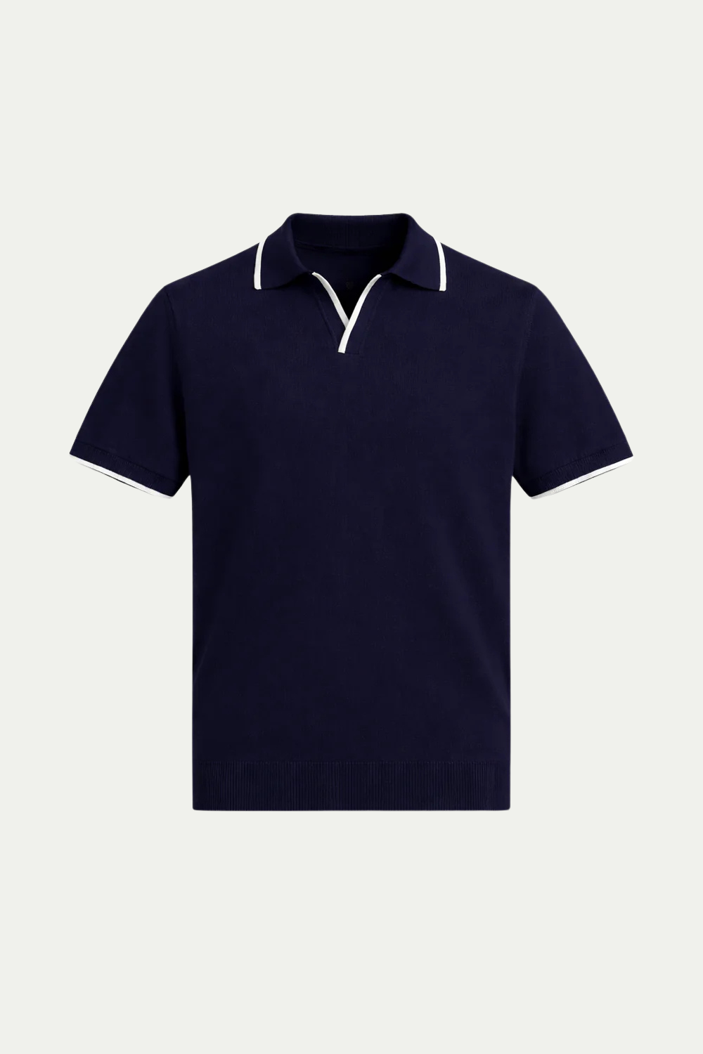 Buttonless Striped Polo Navy