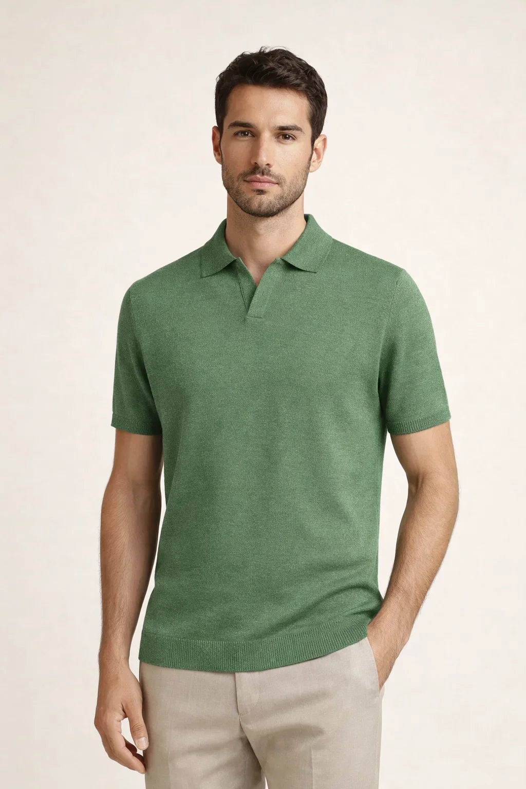 Classic Buttonless Polo – Green