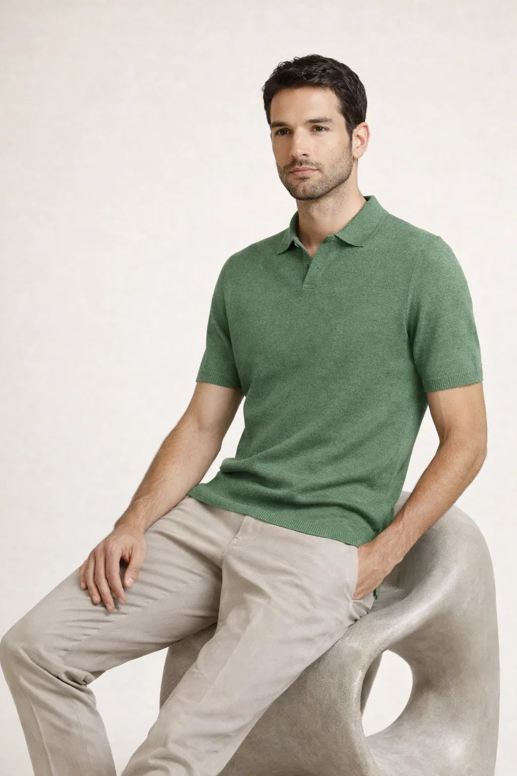 Classic Buttonless Polo – Green