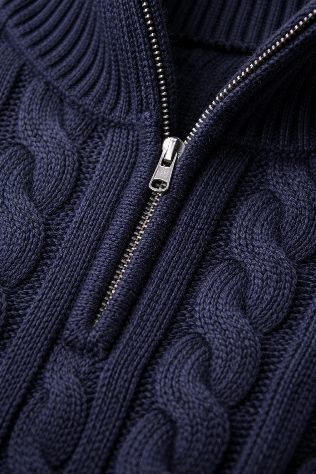Classic Cable Quarter Zip Navy