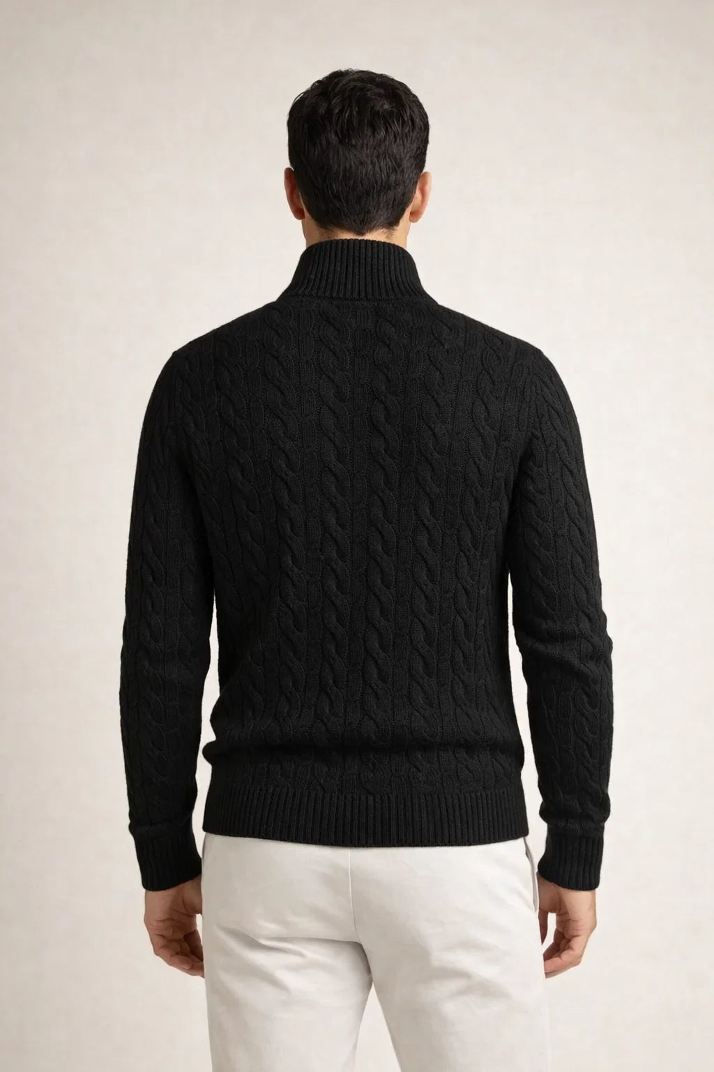 Classic Cable Quarter Zip Black