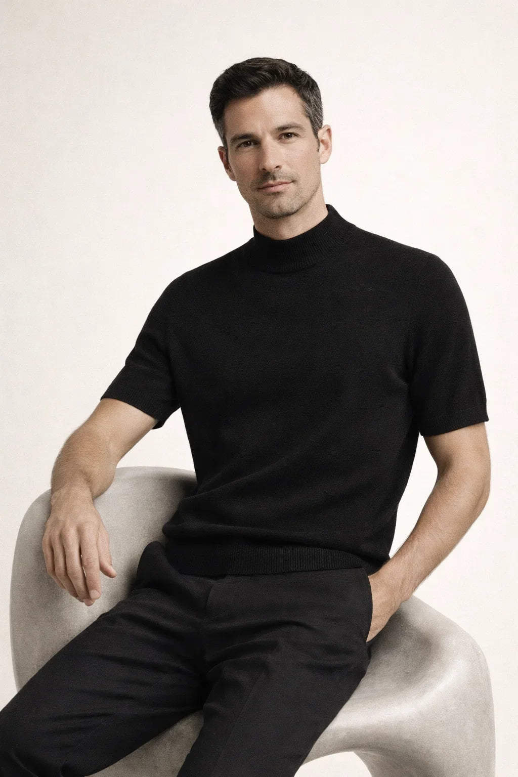 Azure Knit Tee Black